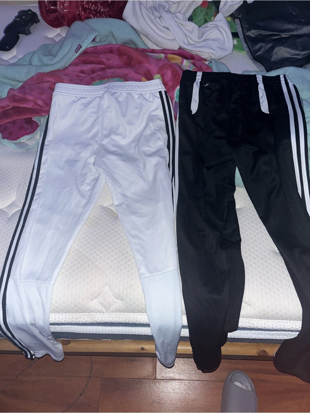 adidas Men's Black & White Three-Stripe Joggers